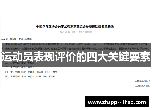 运动员表现评价的四大关键要素